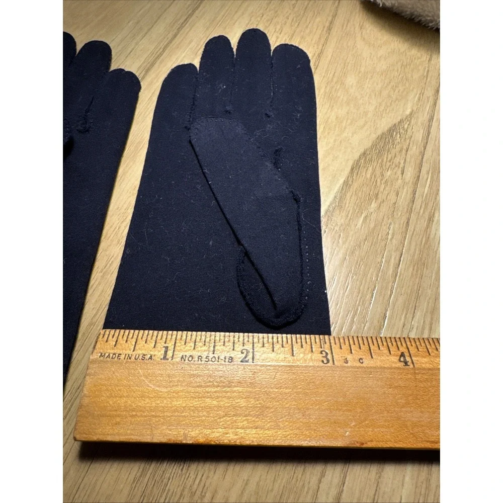 vintage crescendoe gloves SZ 6.5 Wrist‎ Length Tailored Leather Embossed Black